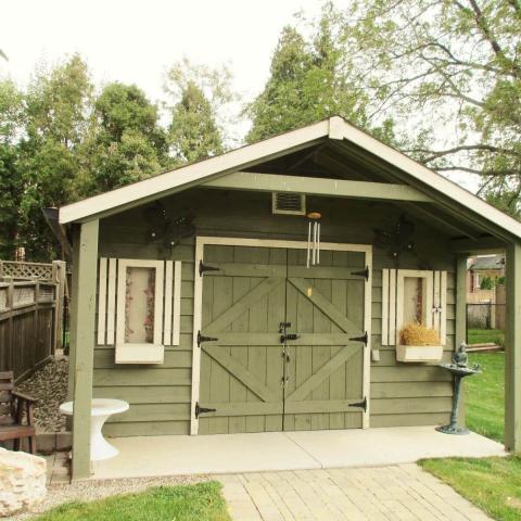 14 x 20 high classic with 4 foot gable porch.